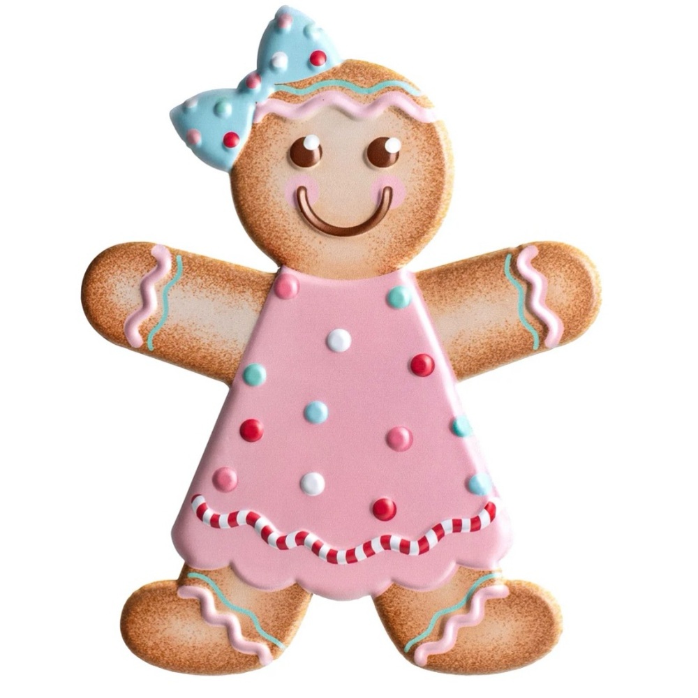 Pink Embossed Gingerbread Girl Decor - 20 Available